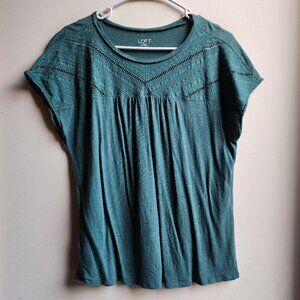 LOFT Aqua Scoop Neck Cap Sleeve Jersey Size Large